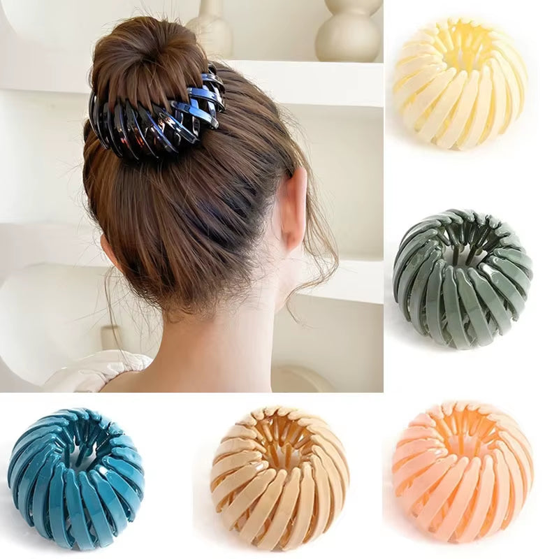 New Fashion Women Bun Claw Clips Horsetail Buckle Clip Bird Nest Expanding Hair Accessories Female Ponytail Headwear