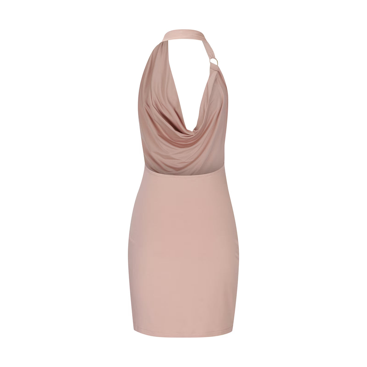 Summer Saving  Formal Dresses for Women Night Party Club Sexy off Shoulder Ruched Bodycon Halter Mini Dresses Sleeveless V-Neck Solid 2024 Summer Short Dress Brown S